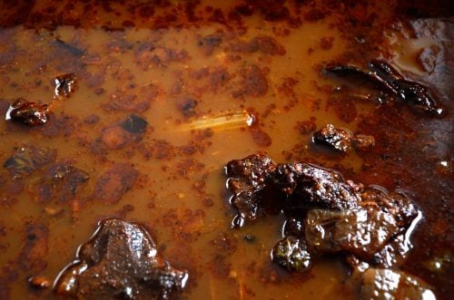 Veal bones roasting in broth