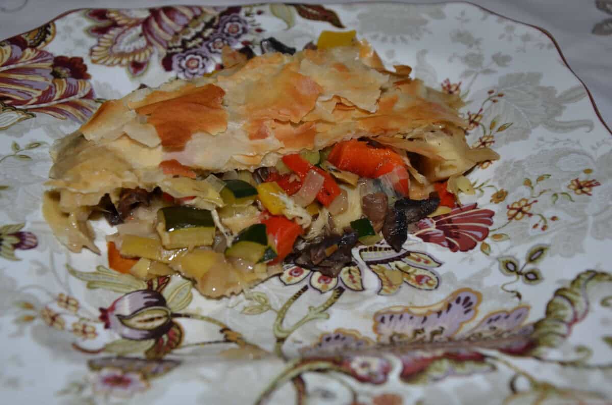 Vegetable Strudel on a plate.