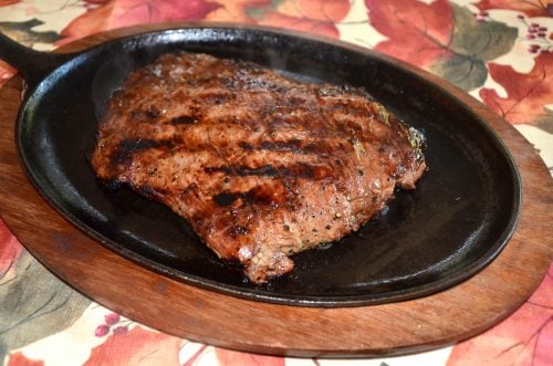 Grilled Steak on Cast Iron Platter