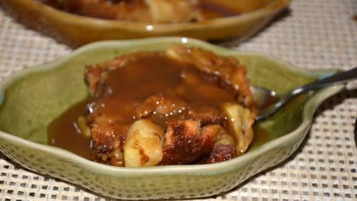 Caramel Cinnamon Raising Bread Pudding