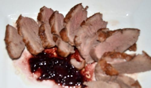 Crispy Duck Breast With Cherry Port Sauce