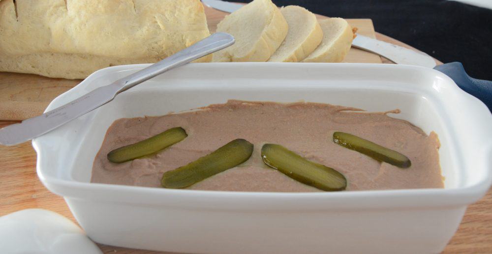 Brandied Chicken Liver Patè in a dish.