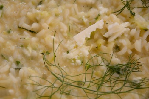 Creamy risotto with lemon and dill and fresh grated parmesan