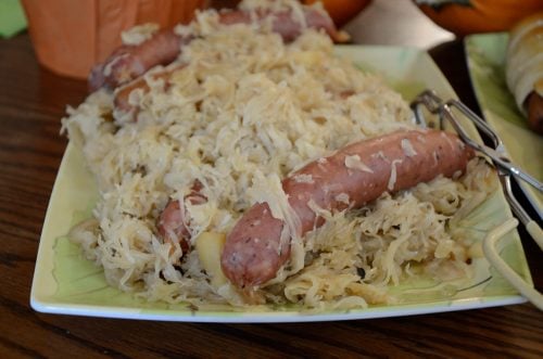 Apple Onion Sauerkraut with Sausages