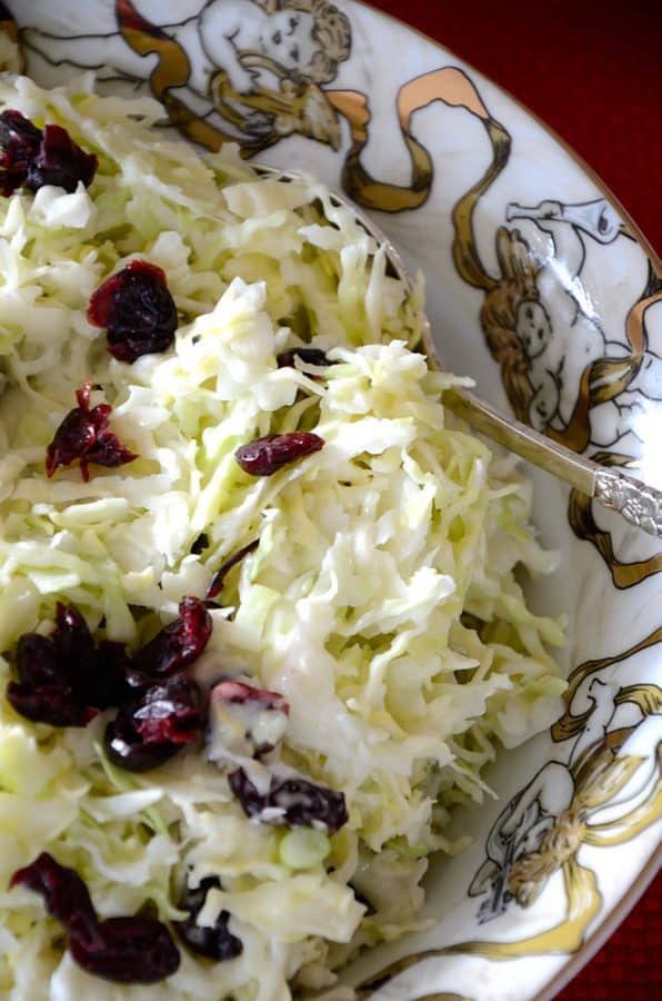 Creamy Sweet and Sour Cole Slaw with Cranberries