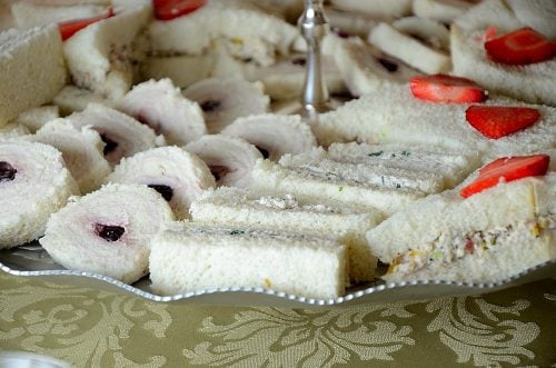 Rolled Tea Sandwiches and Walnut Cream Cheese Finger Sandwiches