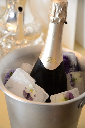 Ice Bucket with Floral Ice Cubes