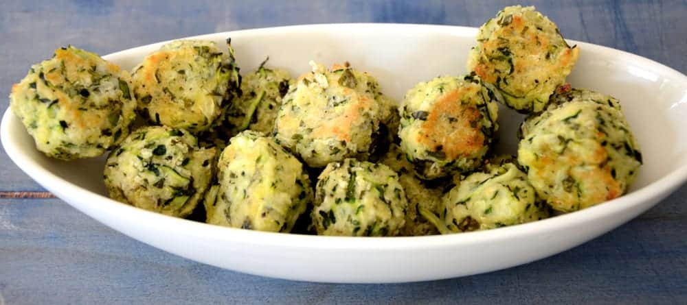 Herbed Zucchini Bites in a serving dish.