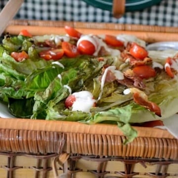 Grilled Romaine with creamy dressing.