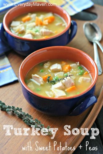 Turkey Soup with Sweet Potatoes and Peas