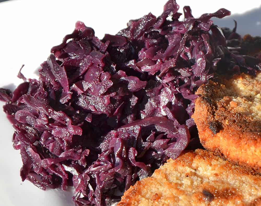 Red cabbage and schnitzel.