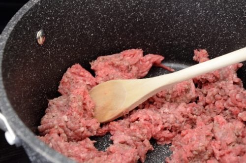 Hamburger browning in a dutch oven