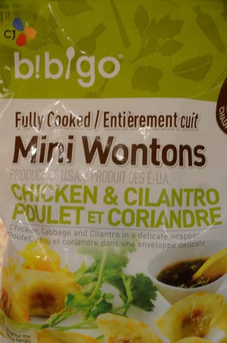 Bag of chicken and cilantro wontons from Costco