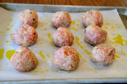 Meatballs on a baking shet