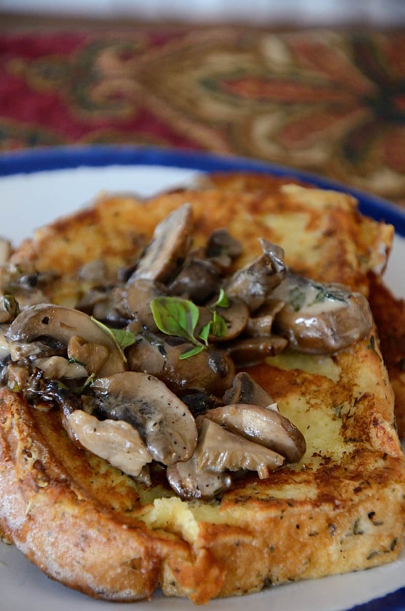 Parmesan French Toast With Mushroom Fricasée