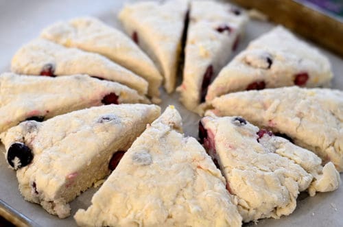 Unbaked cranberry orange scones