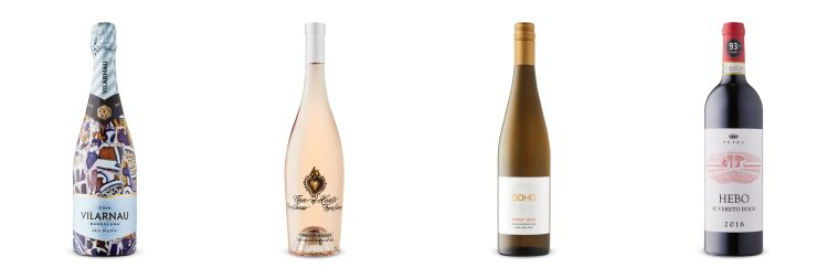 Four wine bottles from wines featured in LCBO Vintages release Feb 8th, 2020
