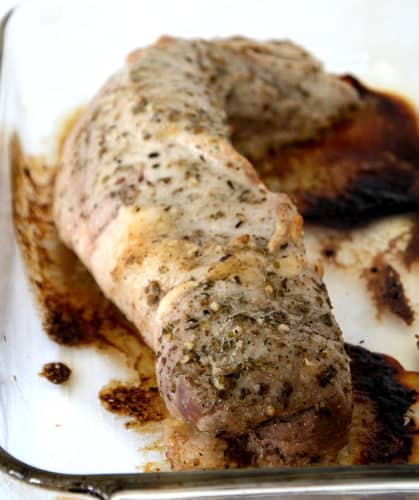 Roasted pork tenderloin with Greek Feta dressing