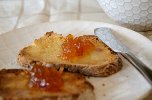 Toasted Irish Soda Bread slices with orange marmalade