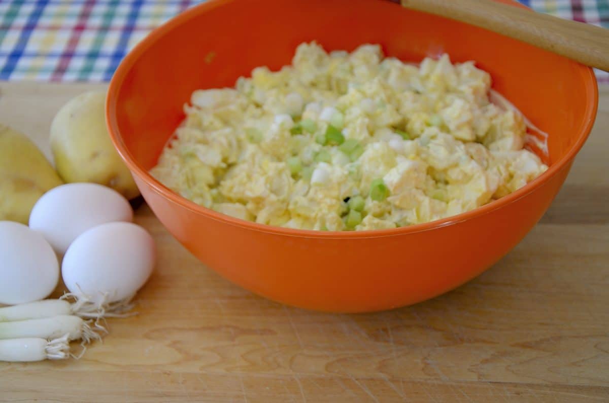 Bowl of egg potato salad