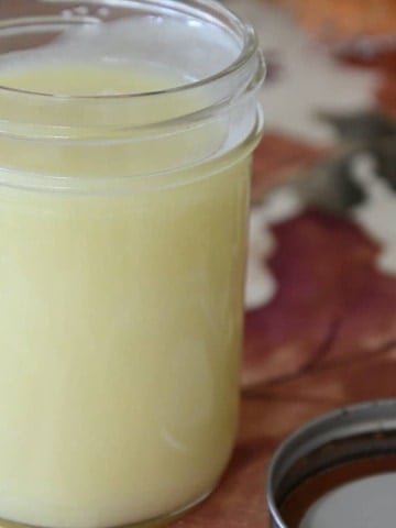 Mason Jar full of homemade mayonnaise.