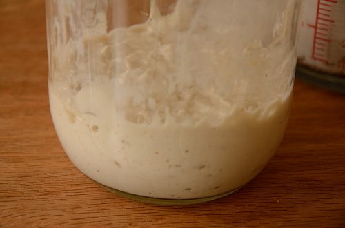 rye sourdough starter in a mason jar.
