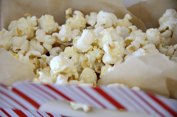 Close up of jumbo popcorn with sweet and salty flavouring.