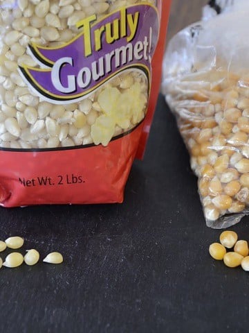 One bag of butterfly popcorn kernels and one bag of mushroom kernels.