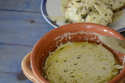 Creamy Cafe de Paris sauce in a serving bowl.