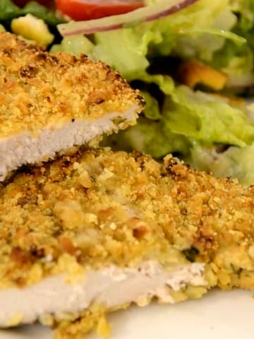 Chicken cutlets in Honey Mustard crumb coating.