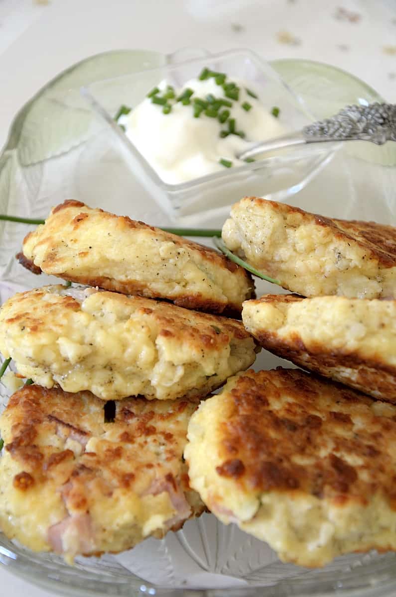 Mashed Potato Patties With Ham and Cheese