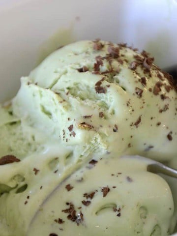 Bowl of creamy pistachio ice cream.