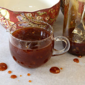 Small serving pitcher of General Tso Sauce.