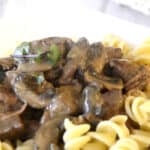 Pork stroganoff on a plate.