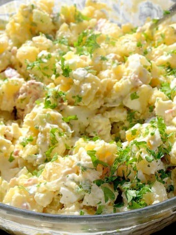 Potato salad in a bowl.