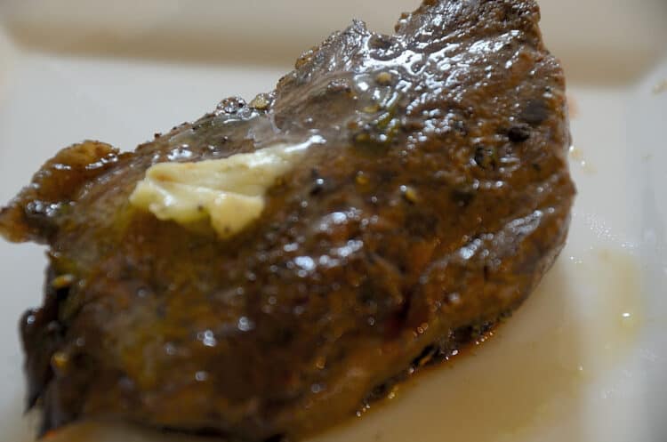 Close up of a juicy, tender grilled sirloing steak.