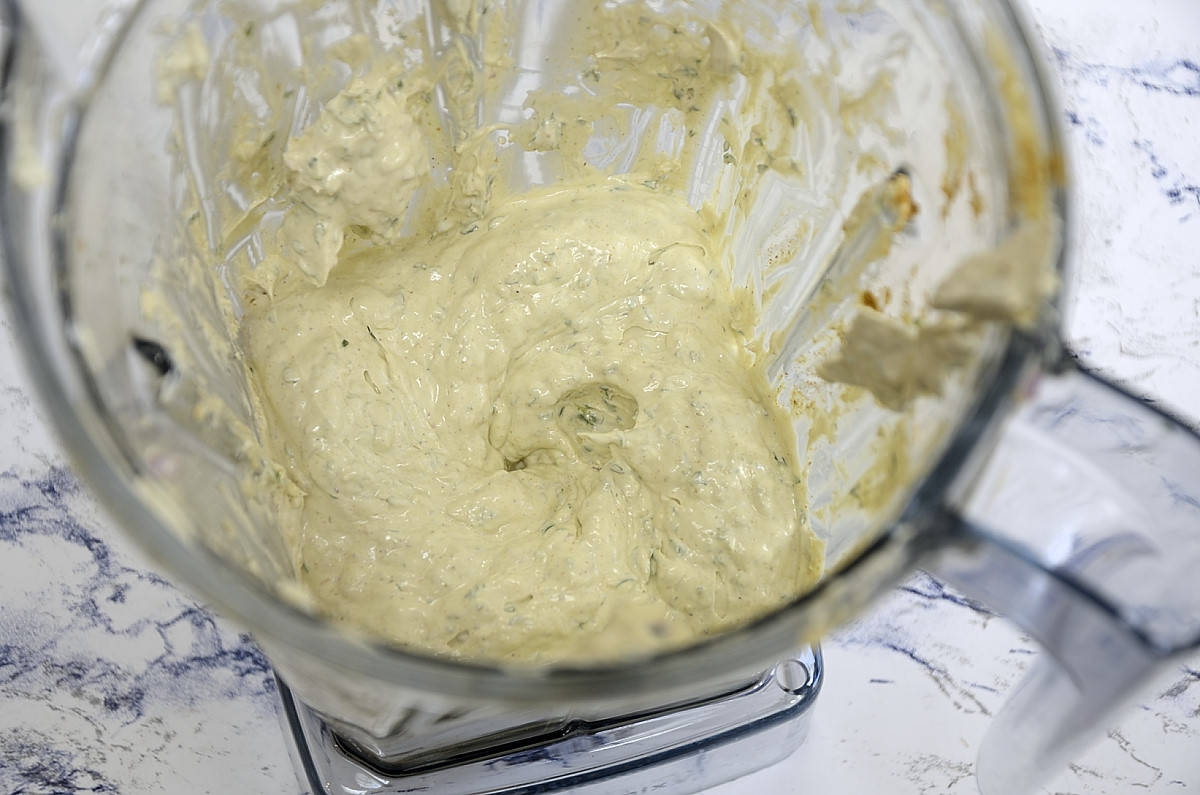 Finished Cafe de Paris butter mixture in the blender.