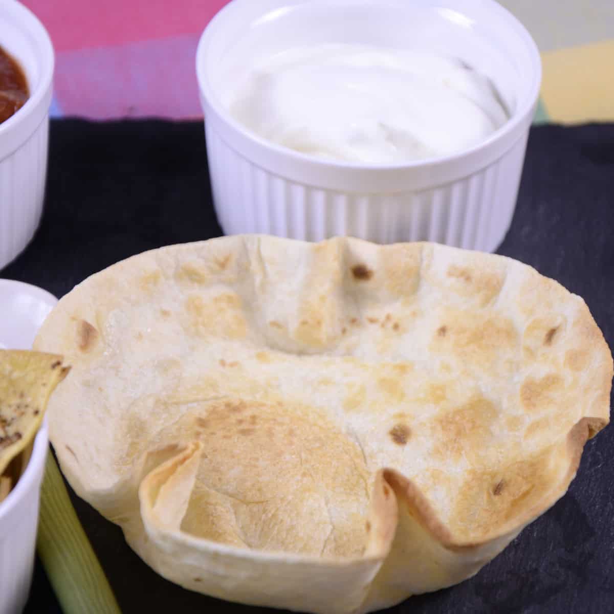 Flour tortilla bowl.