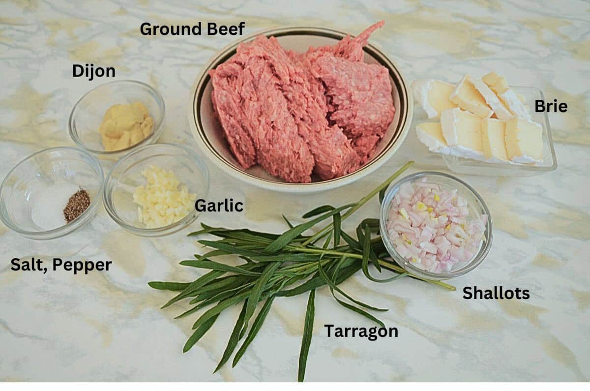 Brie Burger ingredients.