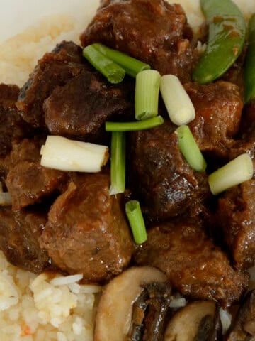 Hoisin beef with rice.